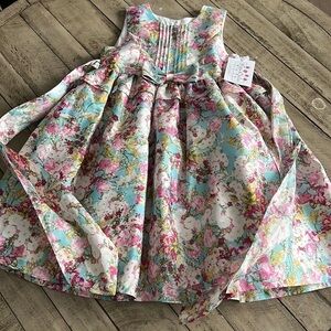 Pippa & Julie Blue Floral Dress Girls Size 6X